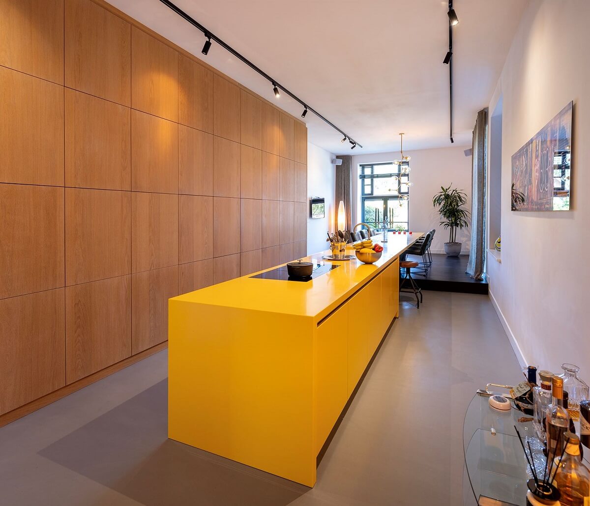 Colorful Kitchen Designs That Brighten Up Your Home 15 modern yellow kitchen island