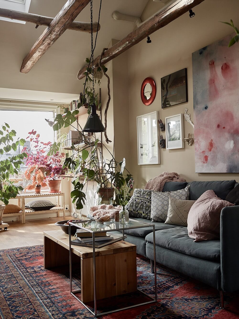 A Cozy Plant-Filled Attic Apartment in Stockholm
