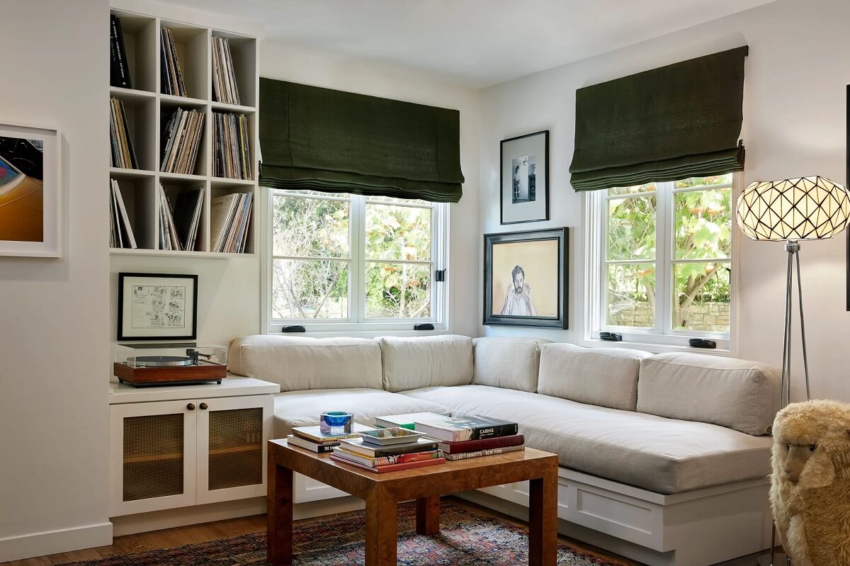 The Charming Family Home of Emily Ward and Giovanni Ribisi 8 music room with corner seating emily ward giovanni ribisi nordroom