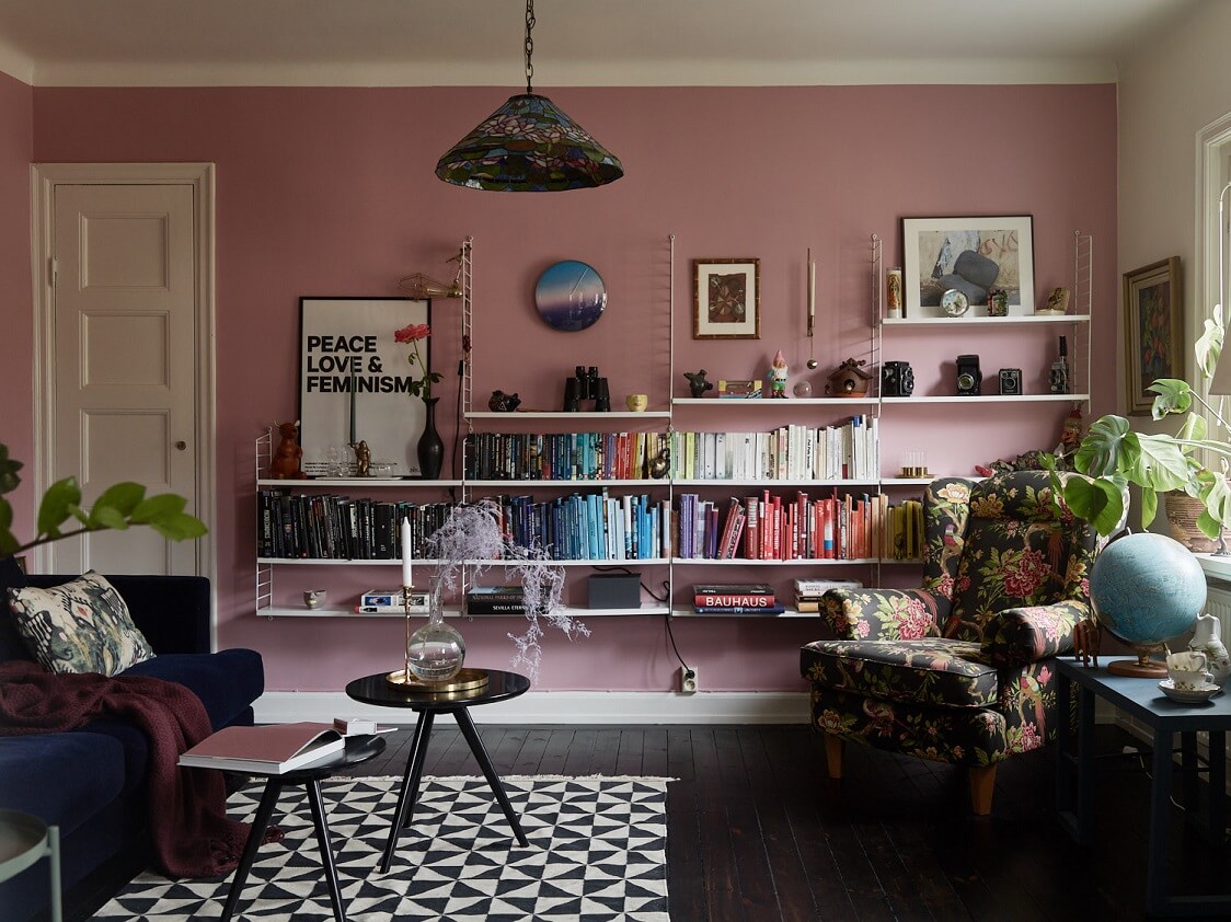 A Vibrant Pink and Blue Apartment in Stockholm 1 pink blue scandinavian apartment nordroom A Vibrant Pink and Blue Apartment in Stockholm