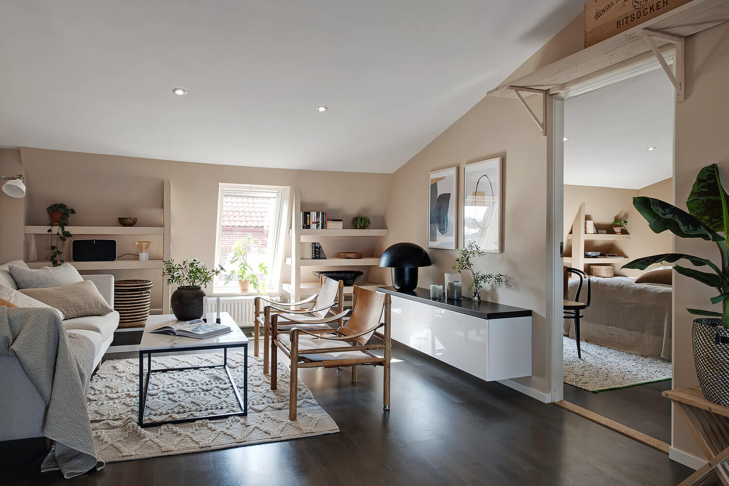 A Scandinavian Attic Apartment Painted in Soft Earthy Tones 1 scandinavian attic apartment earthy tones nordroom A Scandinavian Attic Apartment Painted in Soft Earthy Tones