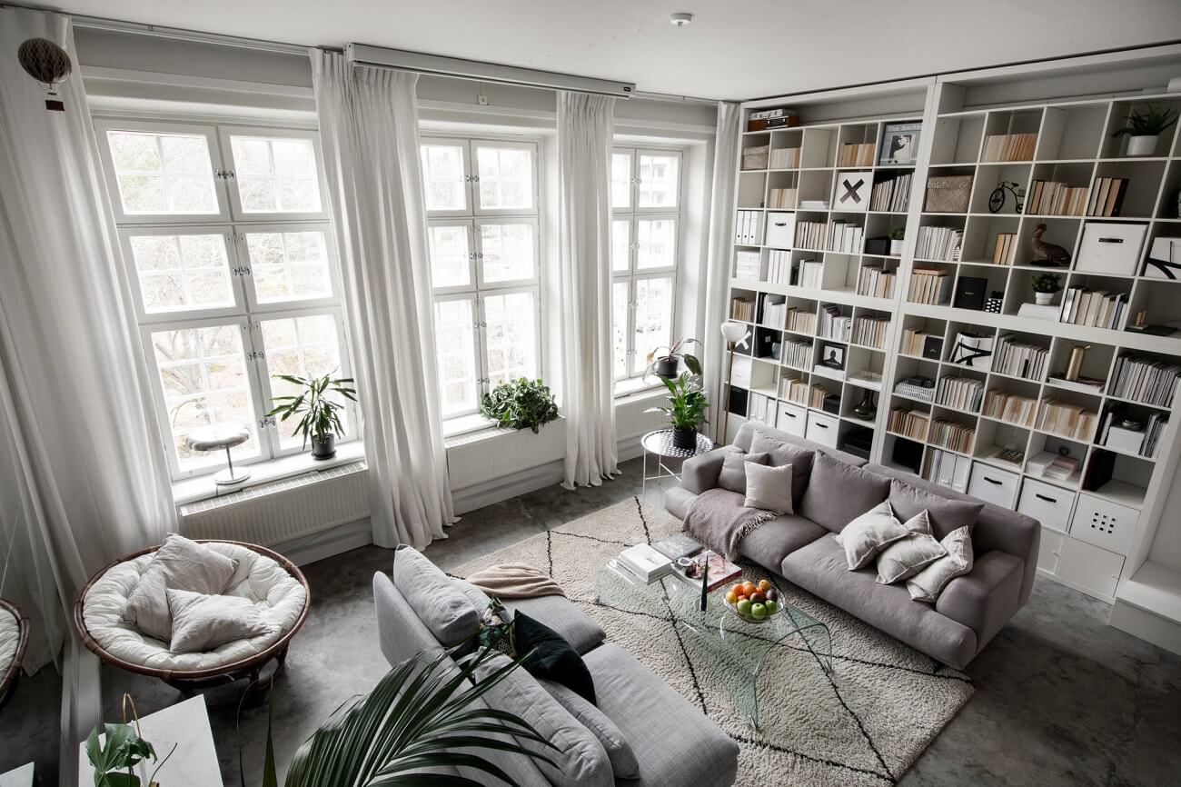 A Small Scandinavian Loft Looks Spacious Thanks To A Mirrored Wall 1 small scandiniavian loft nordroom A Small Scandinavian Loft Looks Spacious Thanks To A Mirrored Wall