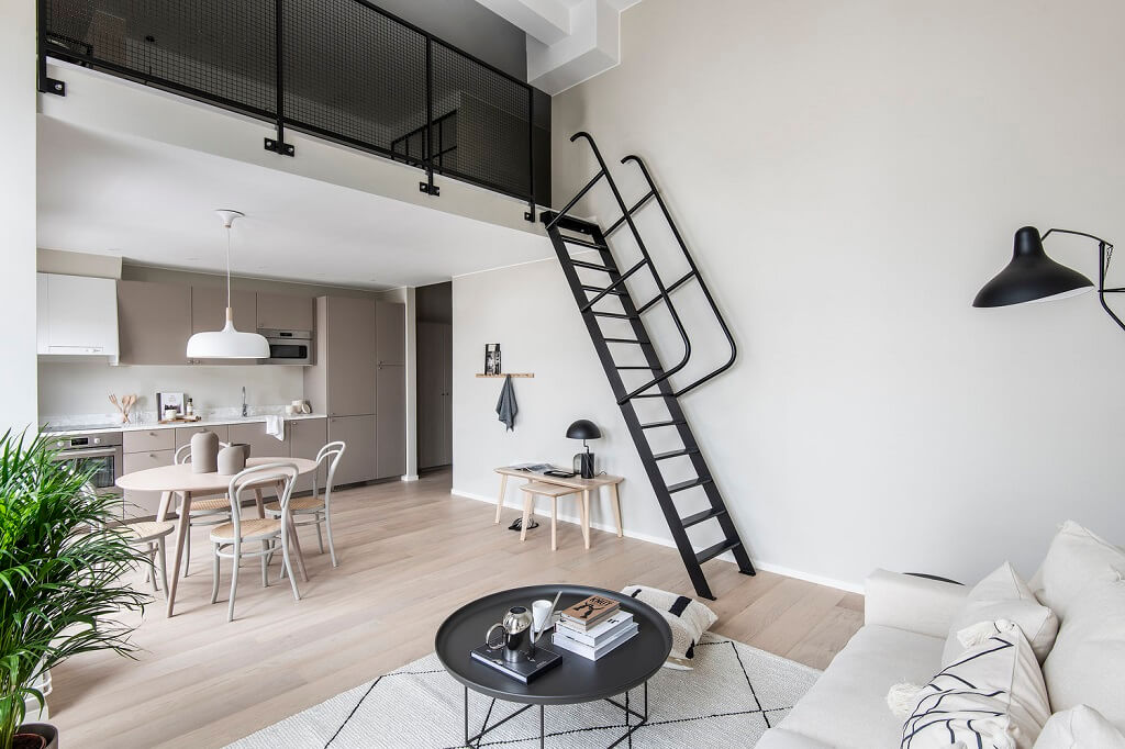 A Tiny Scandinavian Loft in Beige and Grey Tones 6 grey beige scandinavian apartment nordroom5 A Tiny Scandinavian Loft in Beige and Grey Tones