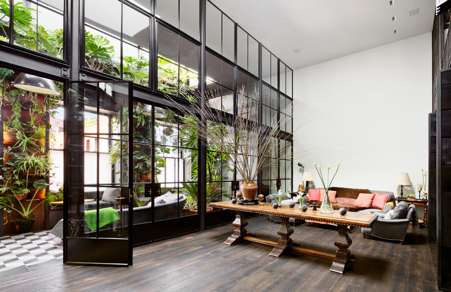A Plant Lover's Industrial Penthouse Loft in Manhattan 2 industrial penthouse loft plants manhattan nordroom1 A Plant Lover's Industrial Penthouse Loft in Manhattan