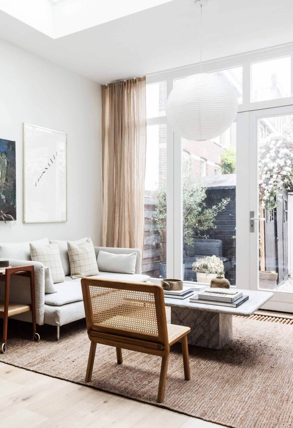 Soothing Tones in a Victorian Brownstone in Jersey City 20 farrow-ball-strong-white-paint-color-living-room