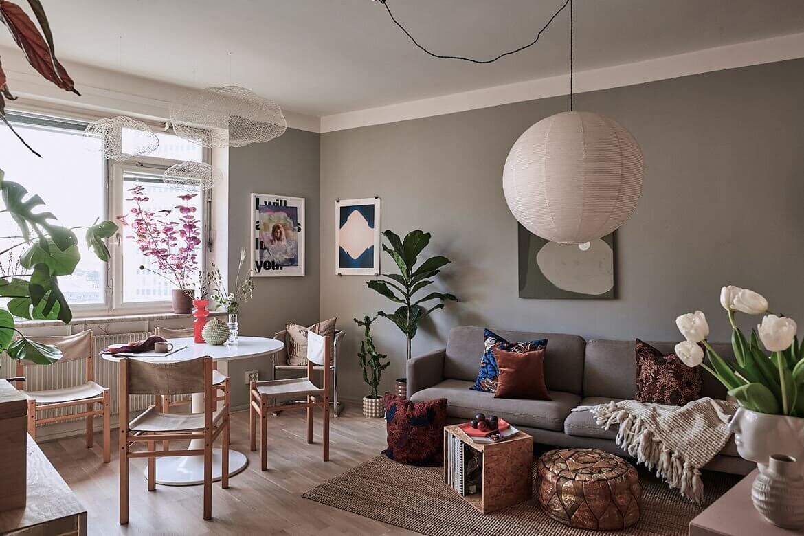 A Scandinavian Studio Apartment with a Colorful Bed Nook 1 scandinavian studio apartment colorful bed nook nordroom A Scandinavian Studio Apartment with a Colorful Bed Nook
