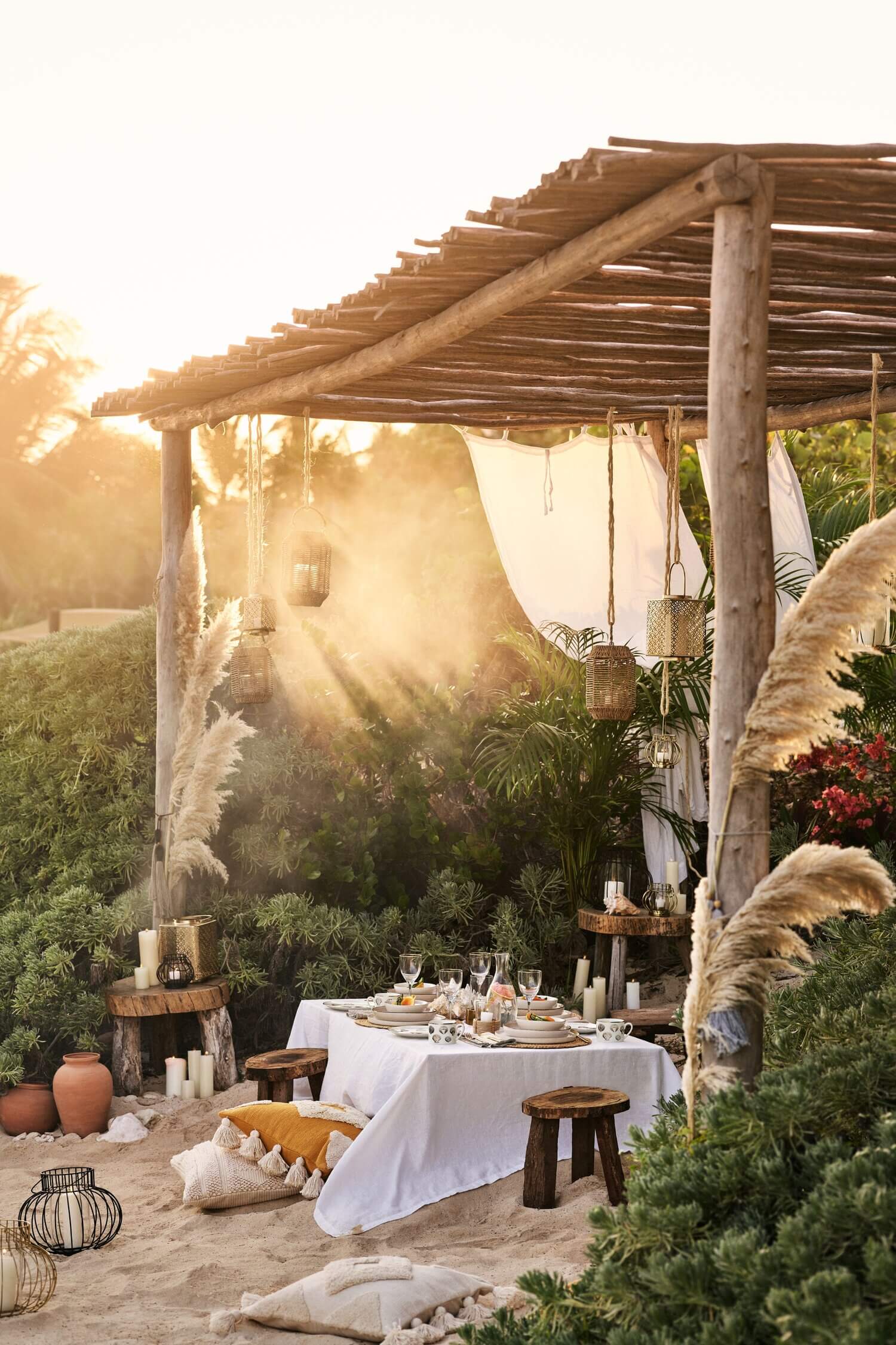 A Beautiful Neutral Bohemian Patio by H&M Home 1 neutral bohemian patio hm home nordroom A Beautiful Neutral Bohemian Patio by H&M Home