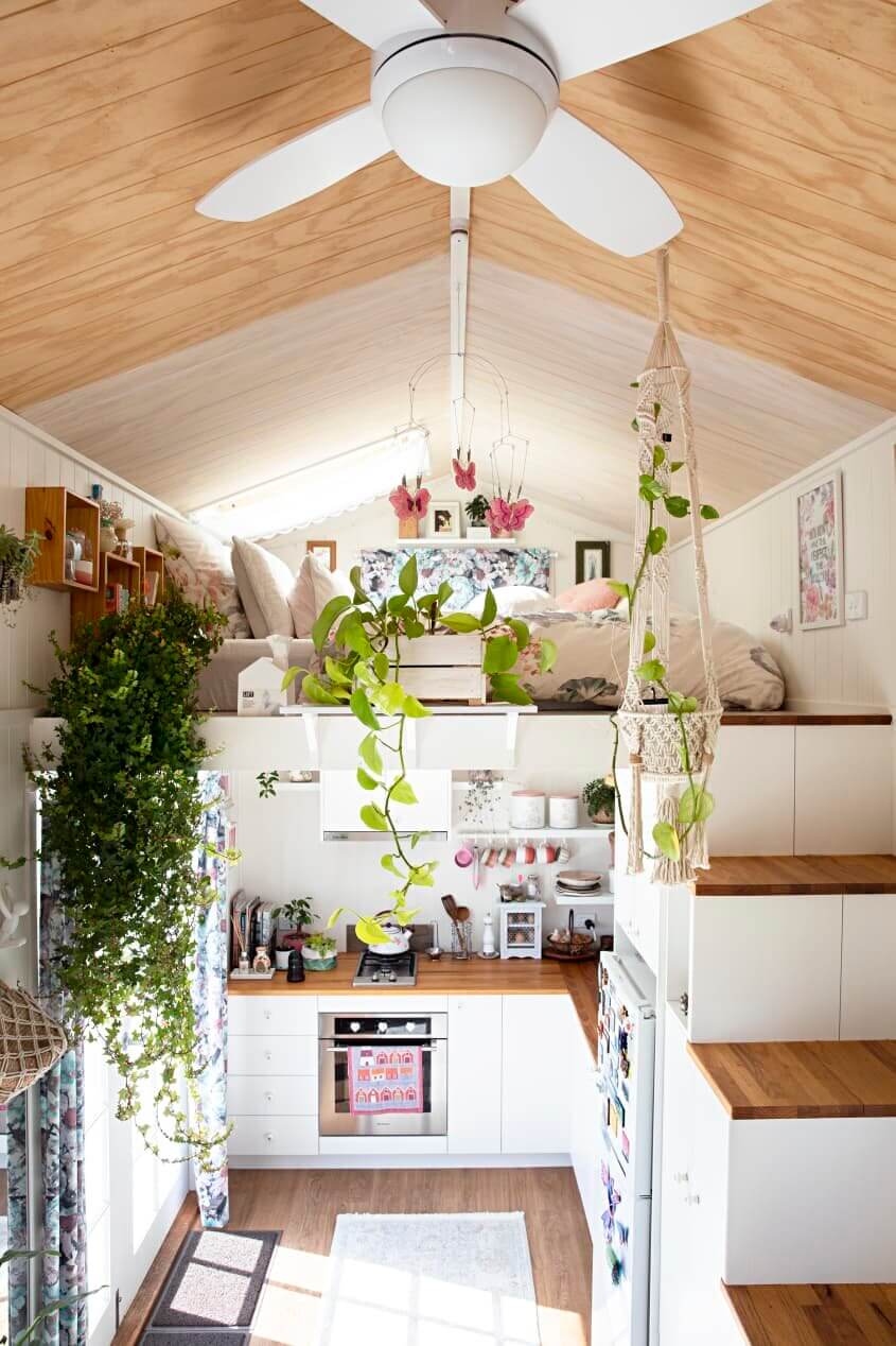 A Light and Plant-Filled Tiny House with Two Sleeping Lofts 11 tiny house plants nordroom11 A Light and Plant-Filled Tiny House with Two Sleeping Lofts