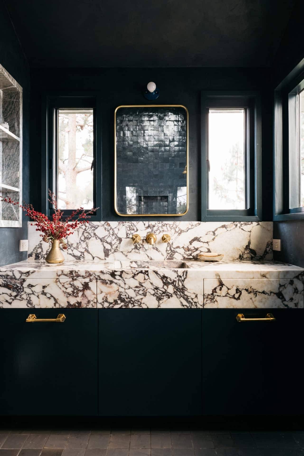 50 Amazing Black Bathroom Design Ideas 26 dark-bathroom-mid-century-home-los-angeles-nordroom