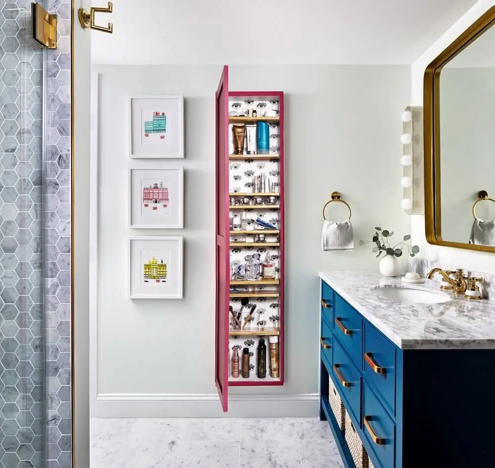 83 Small Bathroom Ideas & How To Make It Look Bigger 42 pink-cabinet-small-bathroom-ideas-nordroom