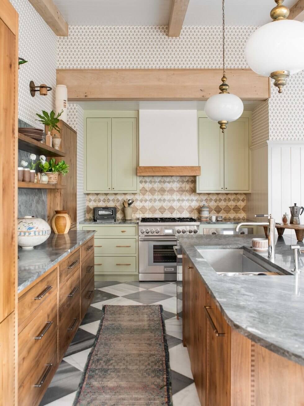 Green Kitchen Design Ideas That You'll Love 22 light-green-kitchen-wooden-cabinets-nordroom