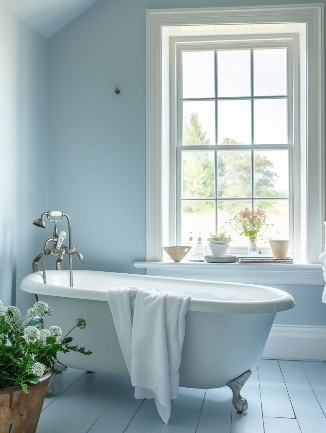 These Paint Colors Increase The Value of Your Home 2 light blue bathroom with freestanding bath nordroom