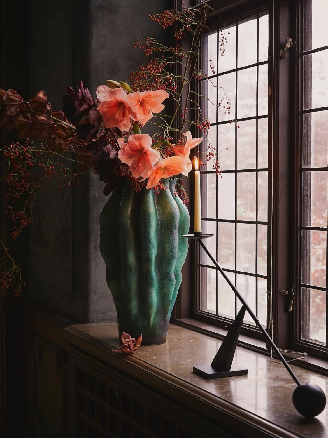 A Warm Scandinavian Christmas by Artilleriet 7 green-vase-flowers-warm-scandinavian-christmas-nordroom