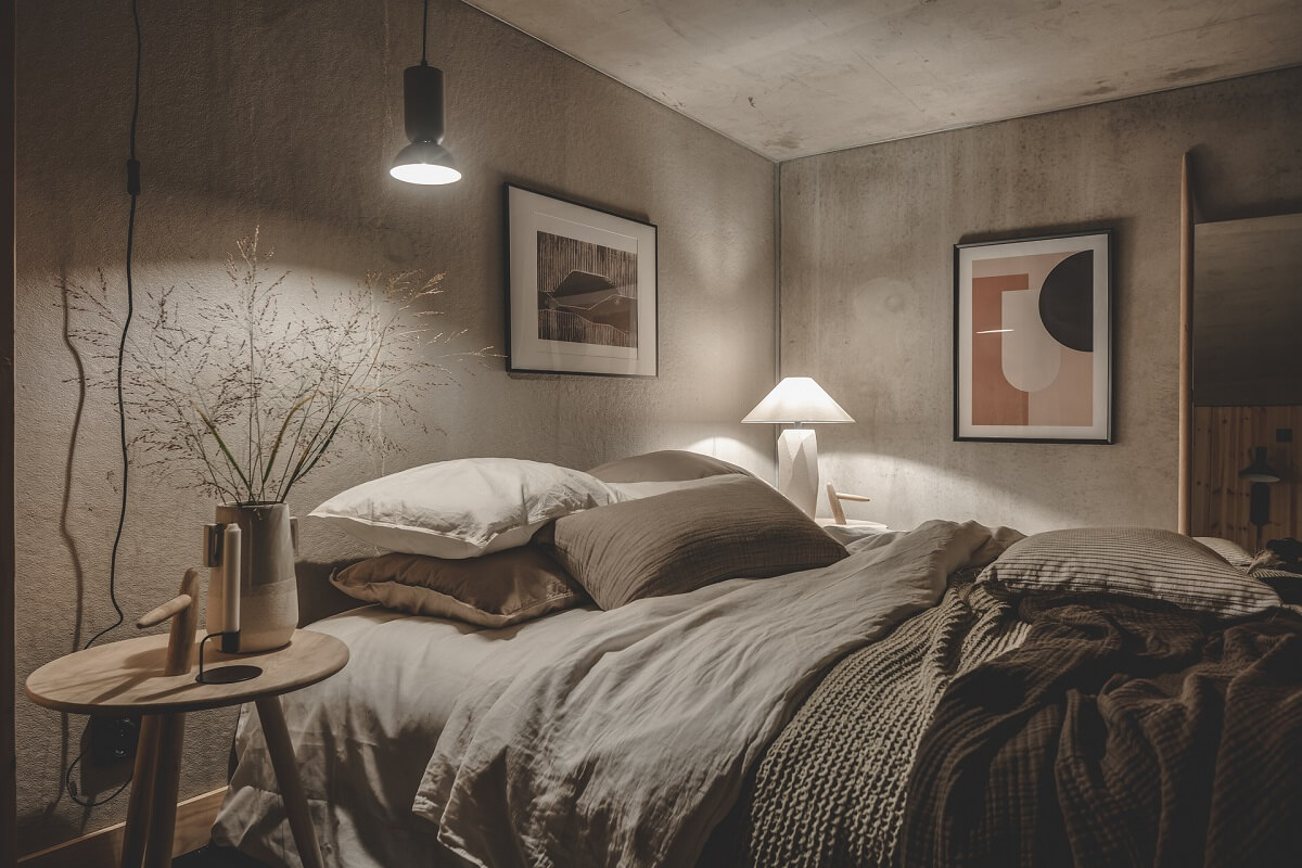 A Scandinavian Loft Made of Concrete and Wood 19 grey-loft-bedroom-scandinavian-home-nordroom