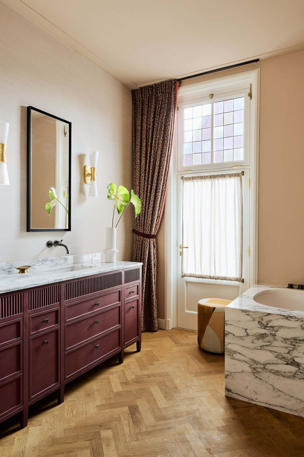 89 Pink Bathroom Ideas: From Hot Pink Walls to Blush Tiles 10 bathroom-modern-marble-bath-nordroom