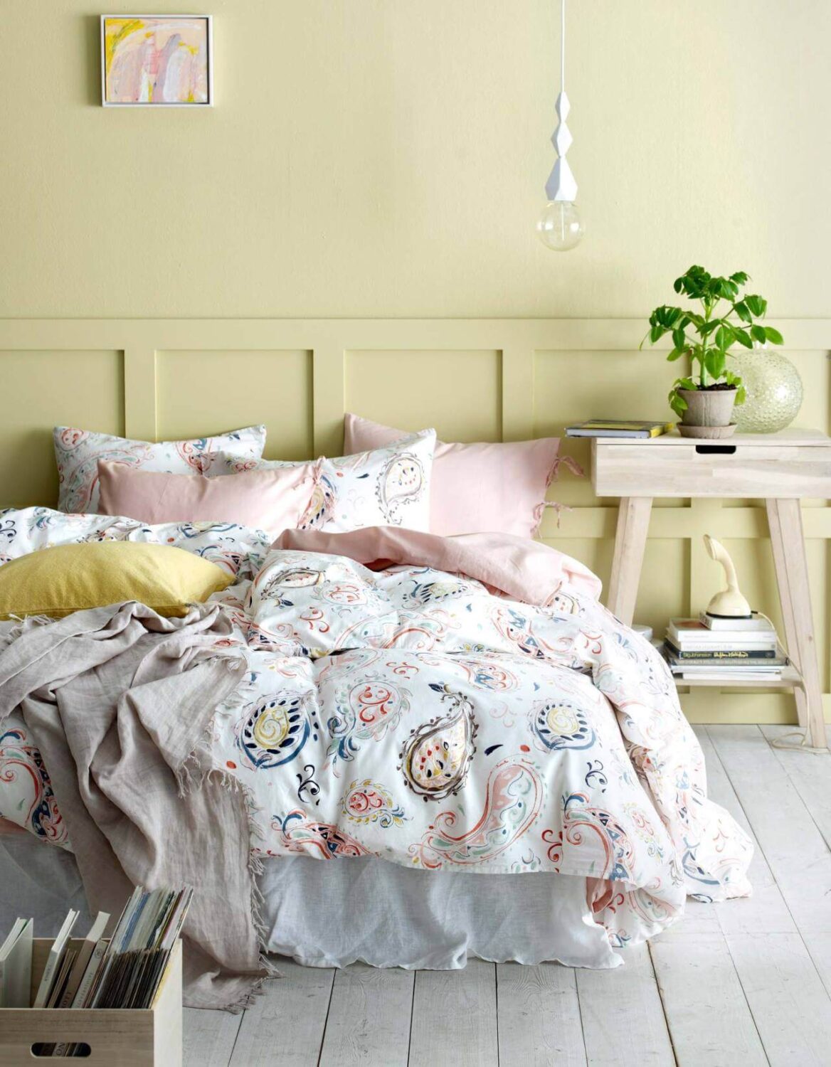 Best Paint Colors for a Colorful Small Bedroom 69 light-yellow-wall-bedroom-paint-color-nordroom