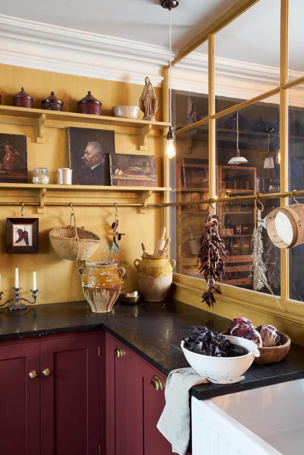 A Deep Red & Yellow deVOL Kitchen 6 deep-red-devol-shaker-kitchen-open-shelves-nordroom