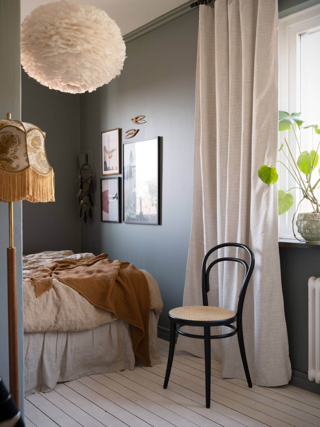 A Warm Neutral Colored Nordic Home 24 graygreen-scandinavian-bedroom-nordroom