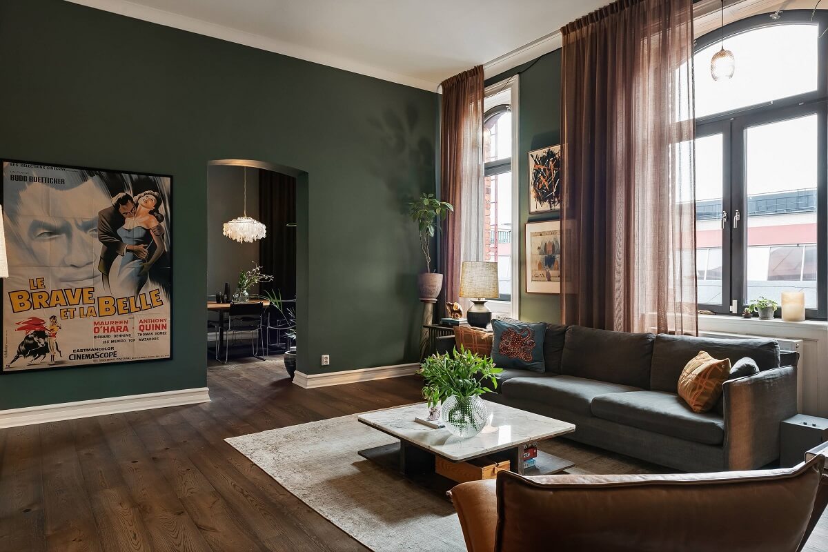 A Moody Family Home in Sweden 6 green-living-room-sweden-nordroom
