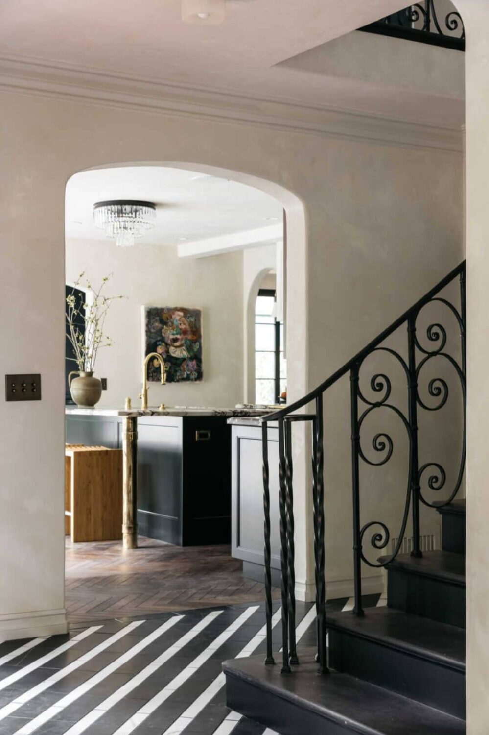 A Beautiful Tudor House in Los Feliz 12 hallway-black-white-floor-tiles-tudor-house-los-angeles-nordroom