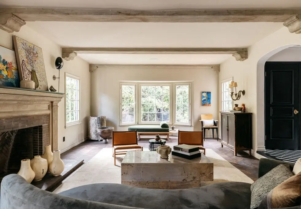 A Beautiful Tudor House in Los Feliz 1 living-room-fireplace-tudor-house-los-angeles-nordroom