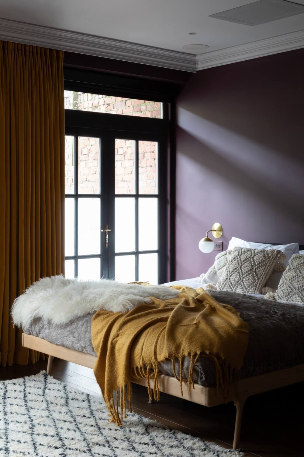 Best of 2022: Bedrooms 14 purple-bedroom-ochre-curtains-london-townhouse-victorian-frank-and-faber-nordroom