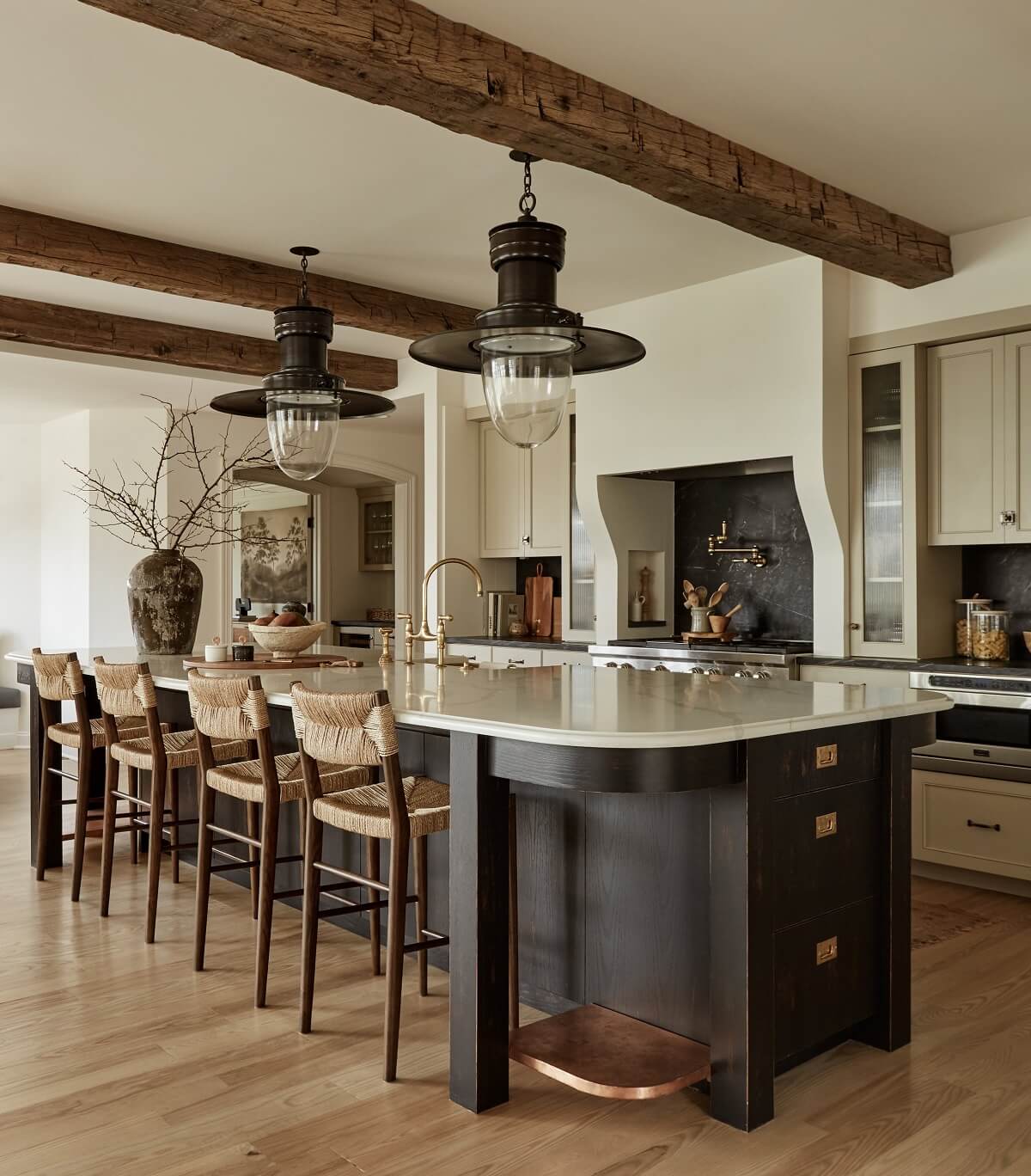 Best of 2022: Kitchens 9 rounded-kitchen-island-exposed-beams-nordroom
