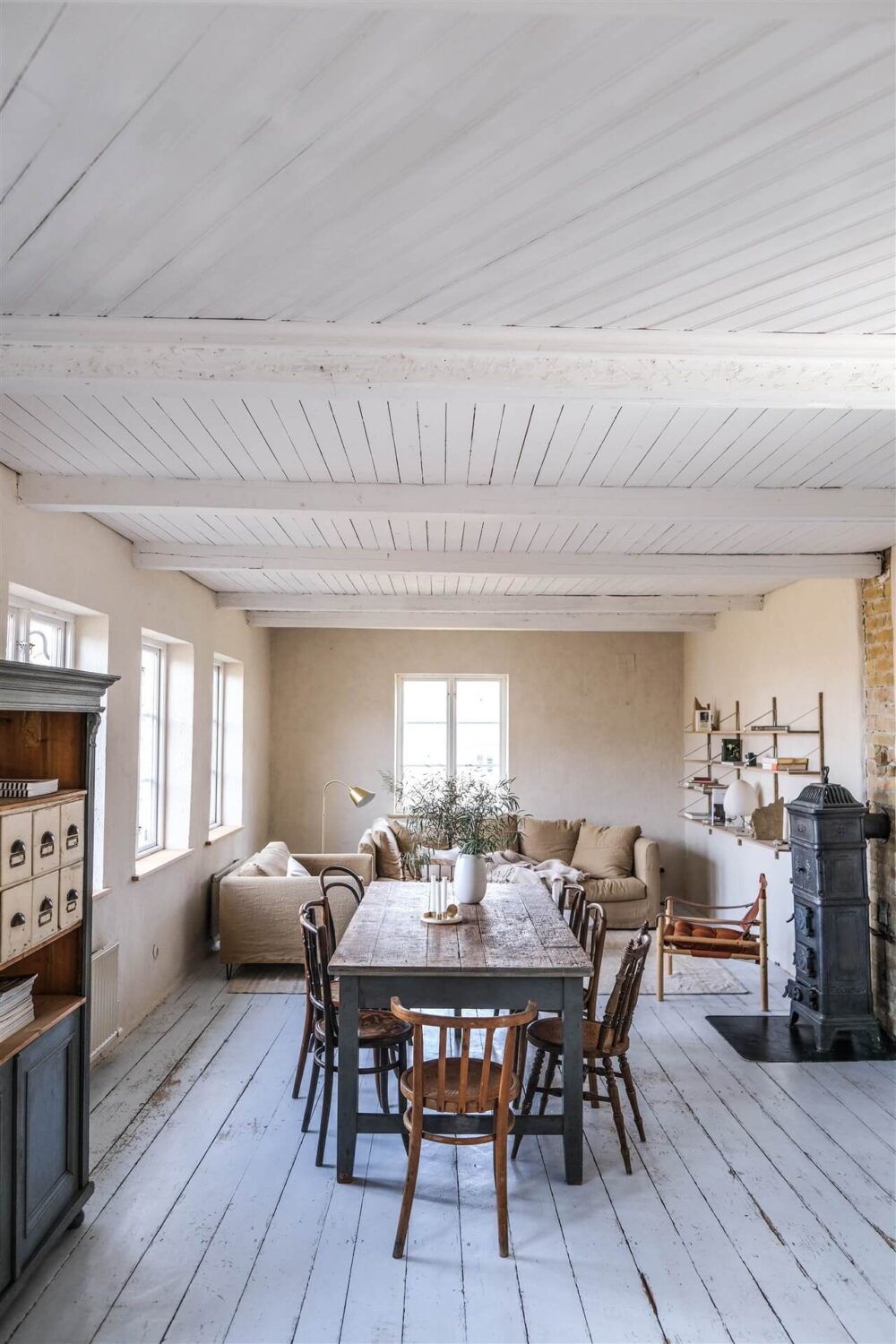 Our Food Stories' Countryside Cottage in Sweden 11 vintage-dining-table-open-plan-room-nordroom
