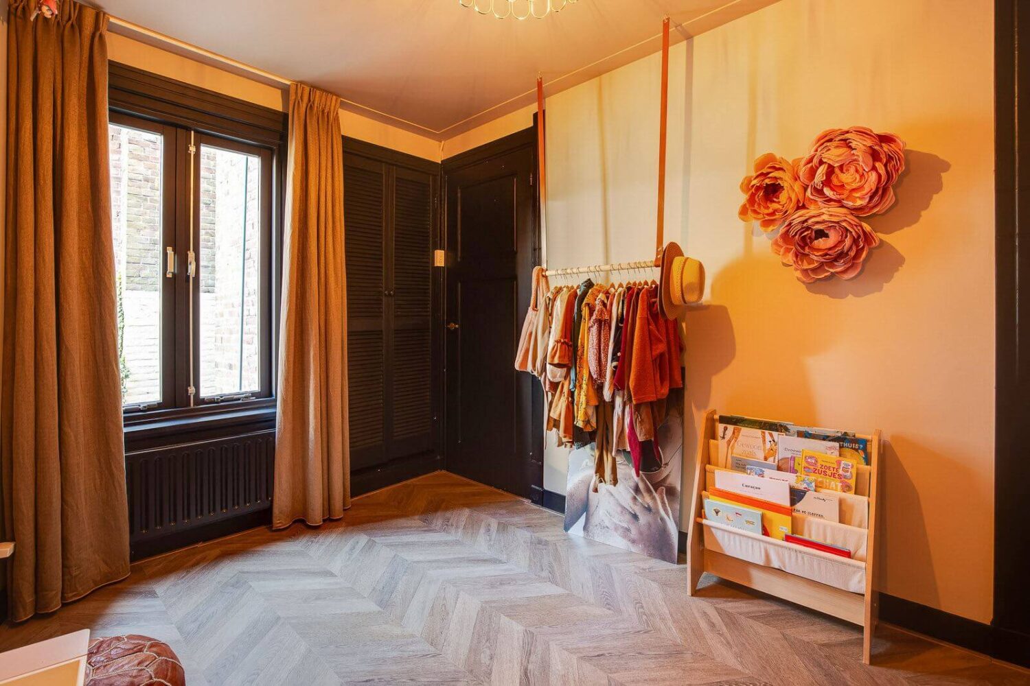 A Dutch Family Home with Warm Color Accents 22 yellow-kids-bedroom-black-trimmings-nordroom