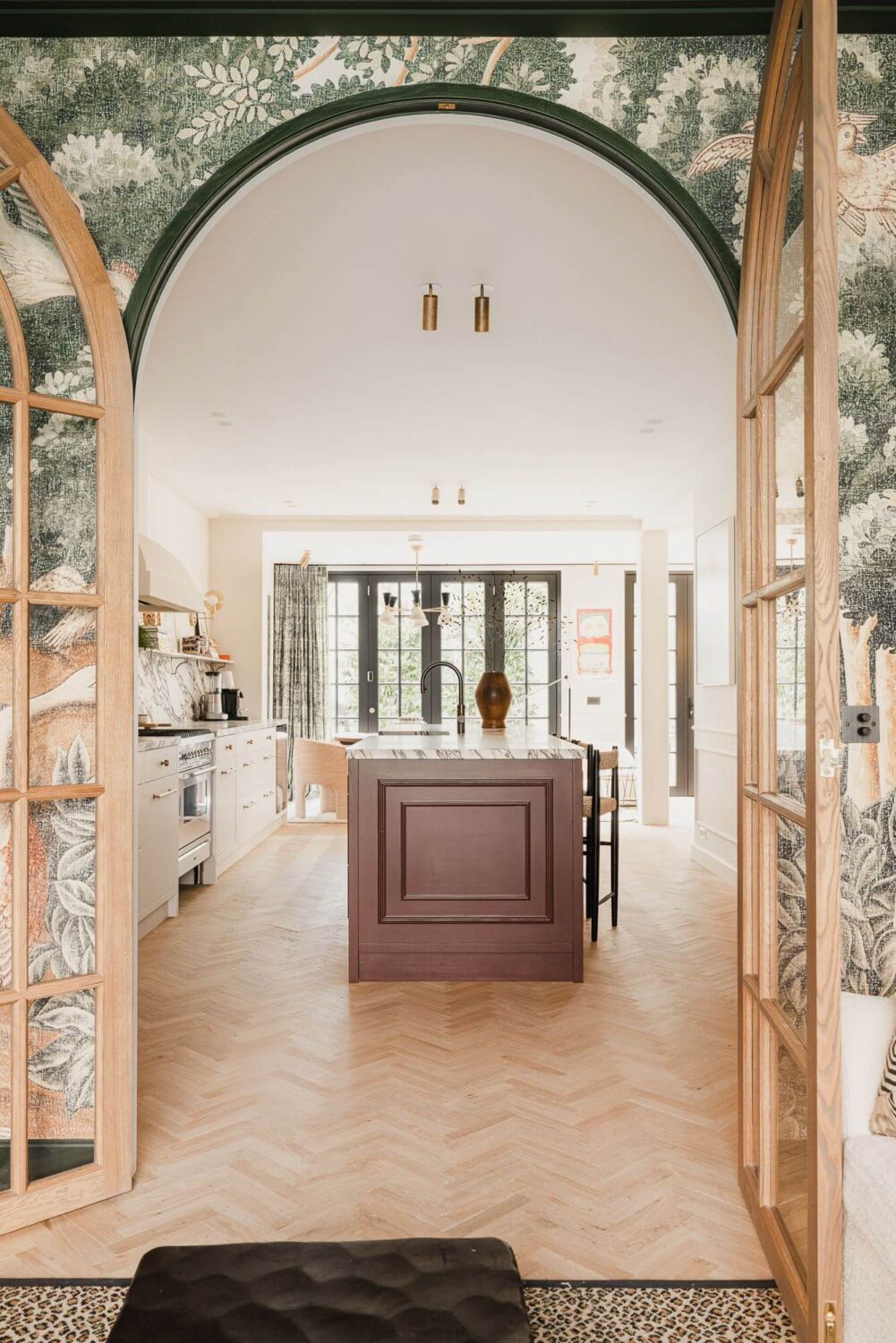 Color and Wallpaper in a Stylish Amsterdam Home 4 arched-doorway-kitchen-amsterdam-townhouse-nordroom