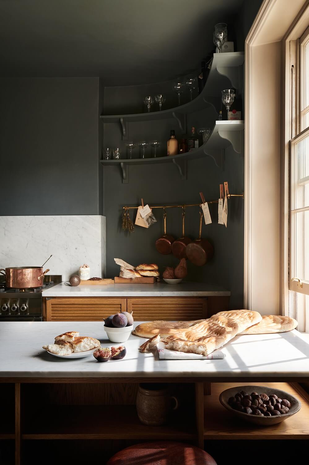 A Paint Job Transformed This deVOL Kitchen 19 dark-gray-walls-open-shelves-devol-kitchen-nordroom