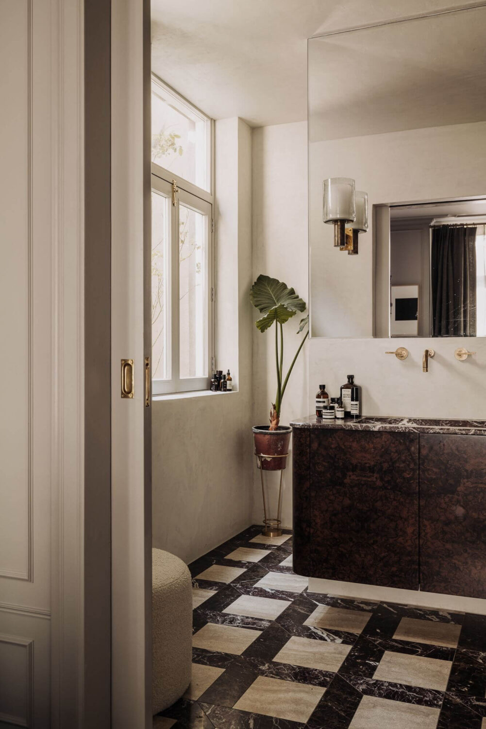 A Luxurious Canal House in Amsterdam 19 bathroom-custom-marble-mosaic-floor-tiles-burlwood-marble-vanity-nordroom