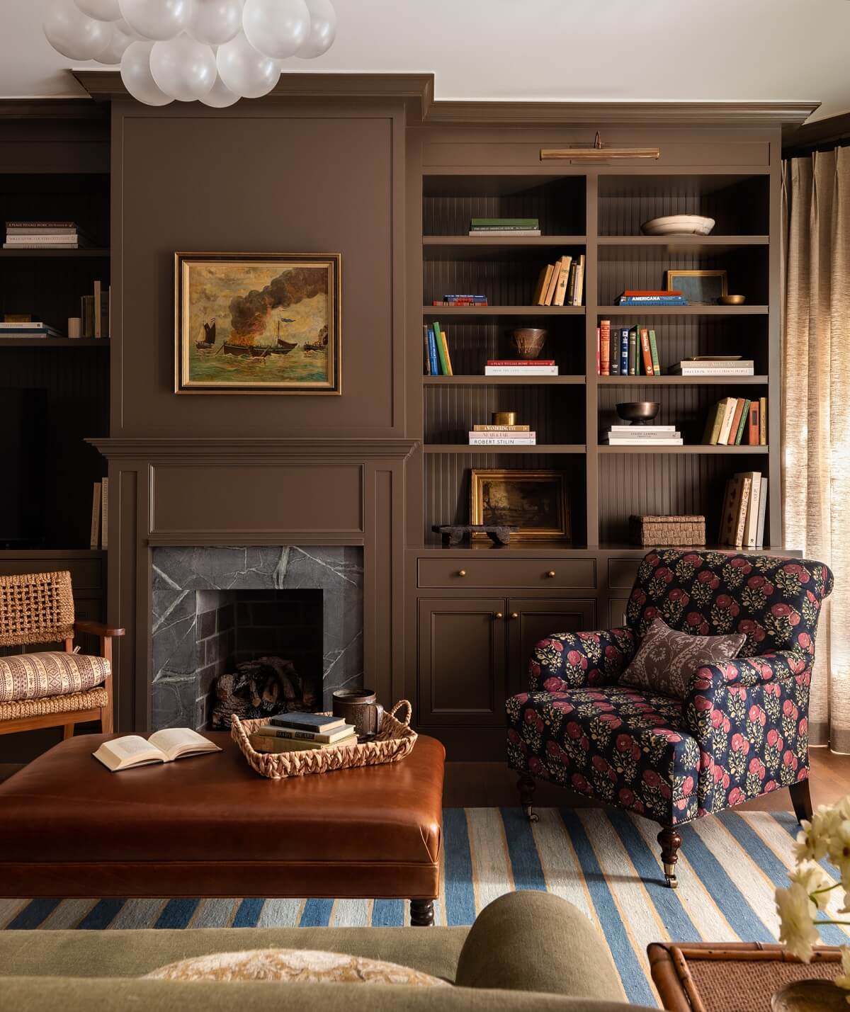 This Retro Color Can Add $2,277 to Your Home's Value (Another Can Cost You $18,000) 2 Heidi-Caillier-Design-Cow-Hollow-SF-interior-design-brown-walls-english-built-ins