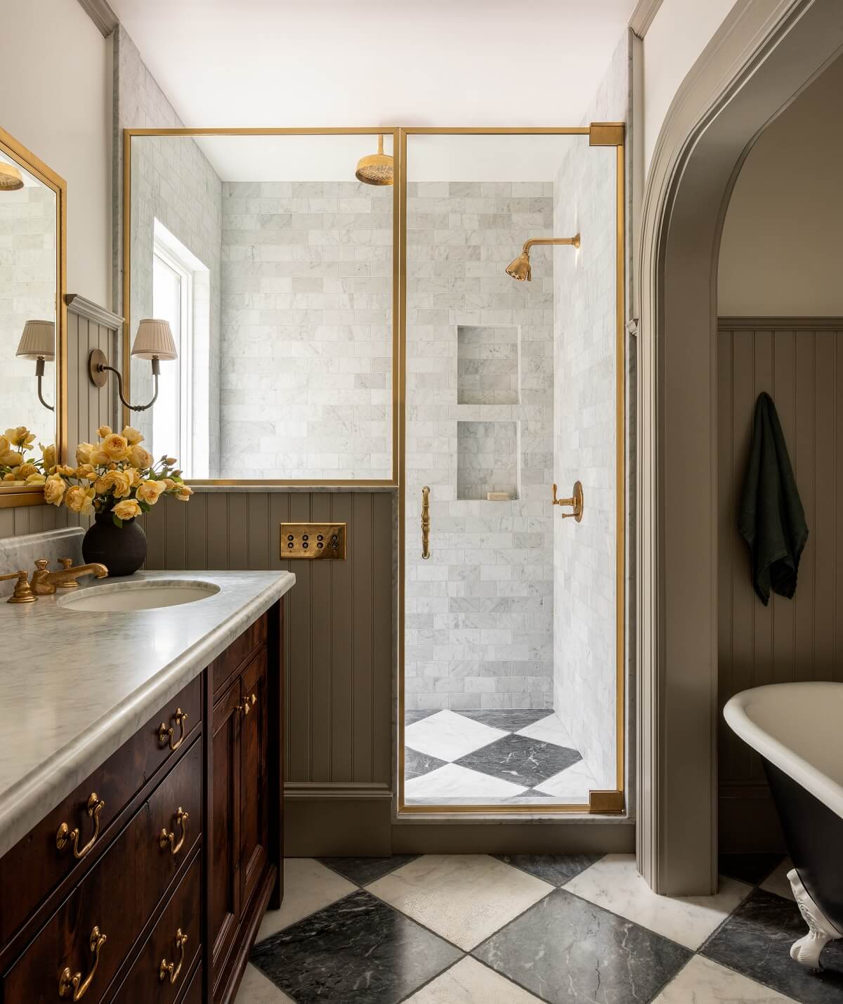A Lesson in Color and Pattern in a San Francisco Home 33 Heidi-Caillier-Design-Cow-Hollow-SF-interior-design-marble-floors-wood-vanity-bathroom