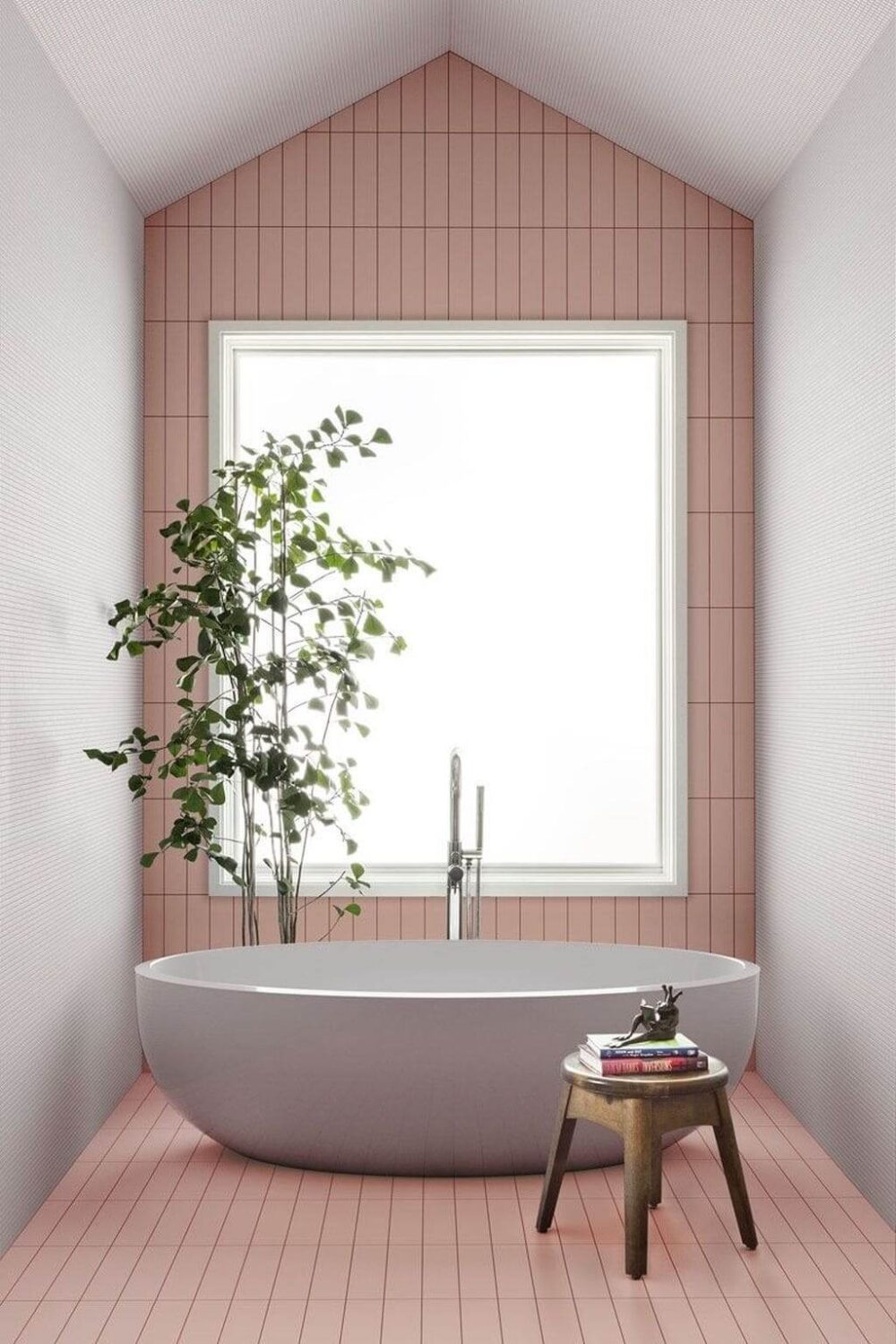 Sherwin-Williams Color of the Year 2023: Redend Point 38 minimalistic-bathroom-freestanding-bath-pink-tiles-redend-point-sherwin-williams-nordroom