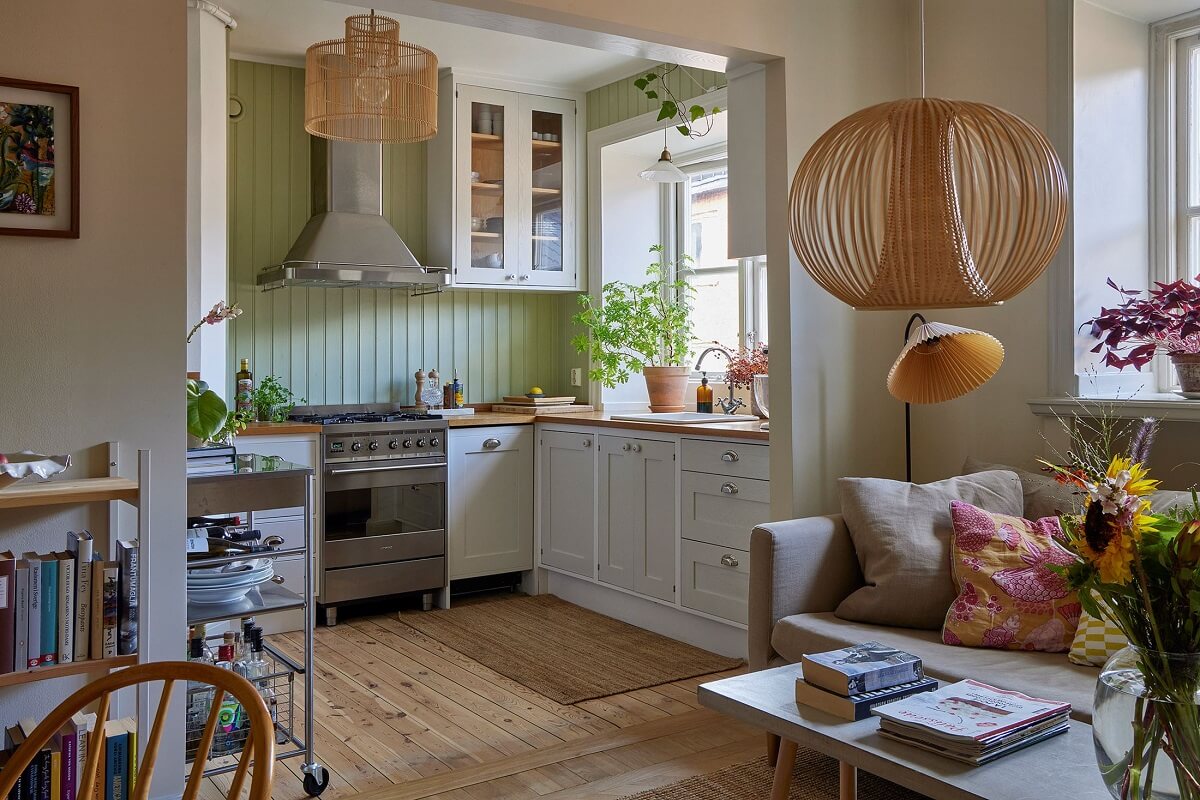 A Small Nordic Home Decorated in Warm Light Colors 1 open-plan-living-room-kitchen-muted-color-tones-nordroom