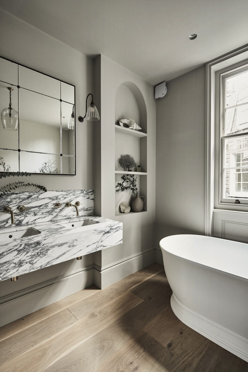 A Stylish Regency Townhouse in London 19 bathroom-freestanding-bath-marble-sink-nordroom