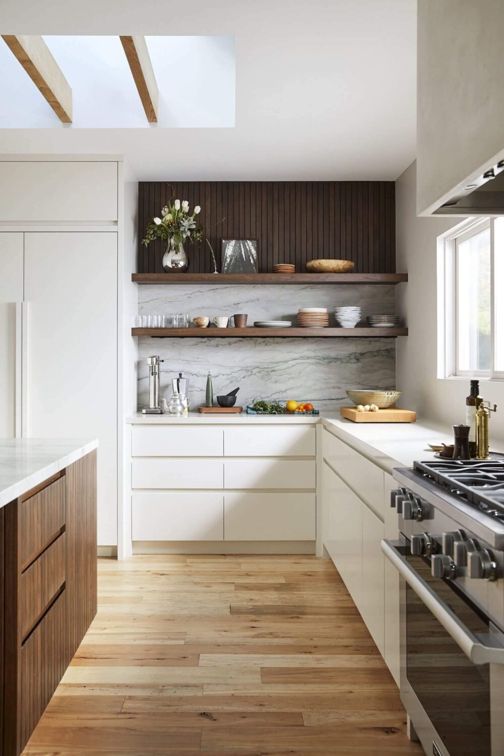 Beautiful Kitchens with Skylights That Add Light and Style 5 modern-white-kitchen-open-shelves-skylight-white-cupboards-nordroom
