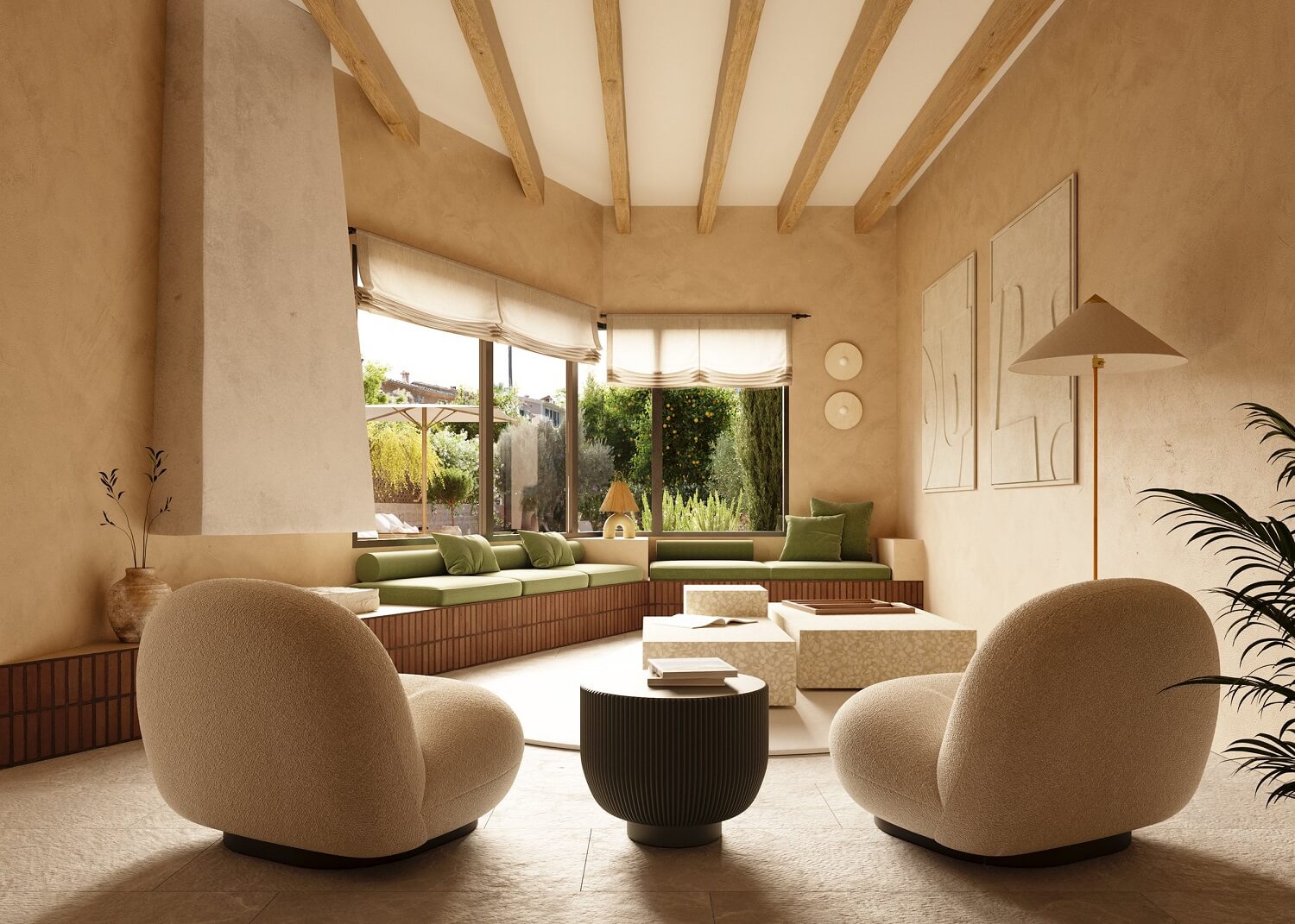 Casa Cerol: A Luxurious Townhouse on Mallorca 1 living-room-gubi-chairs-built-in-window-seats-nordroom