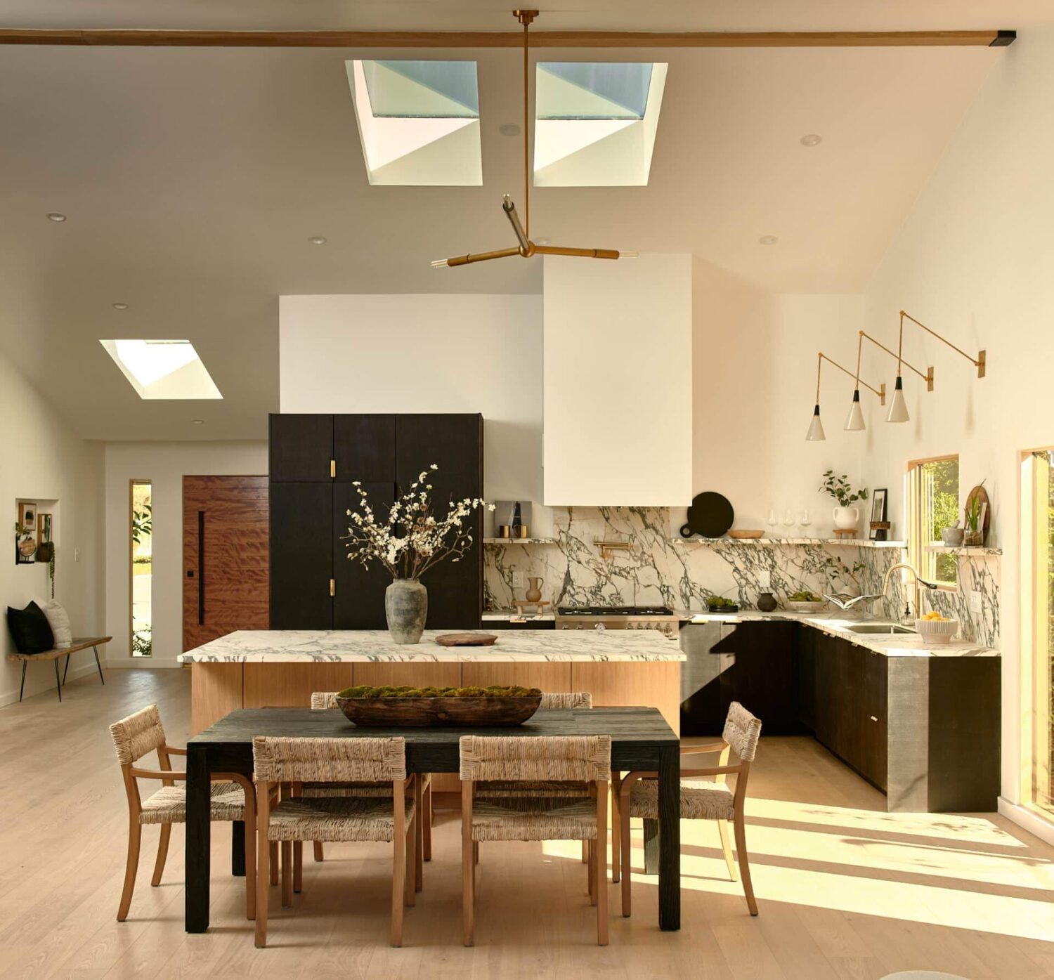 A Stylish Los Angeles Bungalow Renovated by a Designer 1 social-kitchen-skylight-island-marble-worktop-backsplash-reform-nordroom