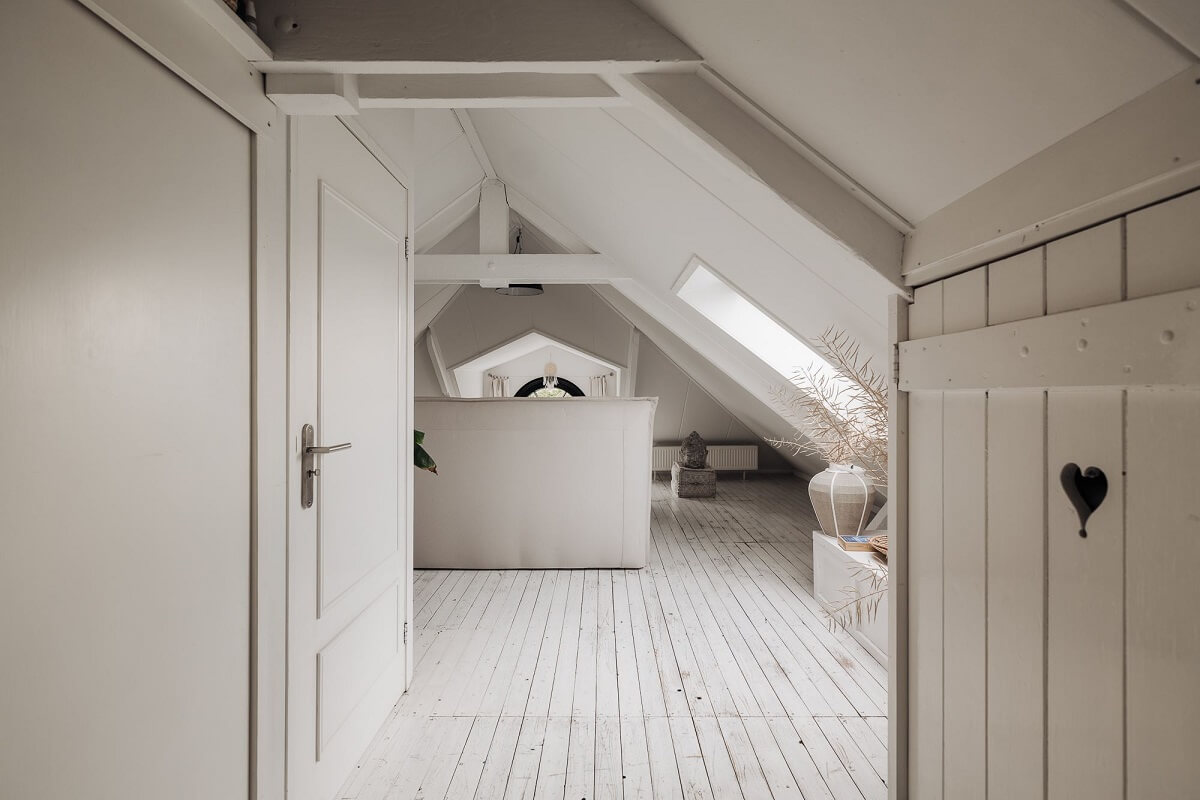 A Unique Black and White Home in a Former School Building 35 white-attic-bedroom-townhouse-nordroom