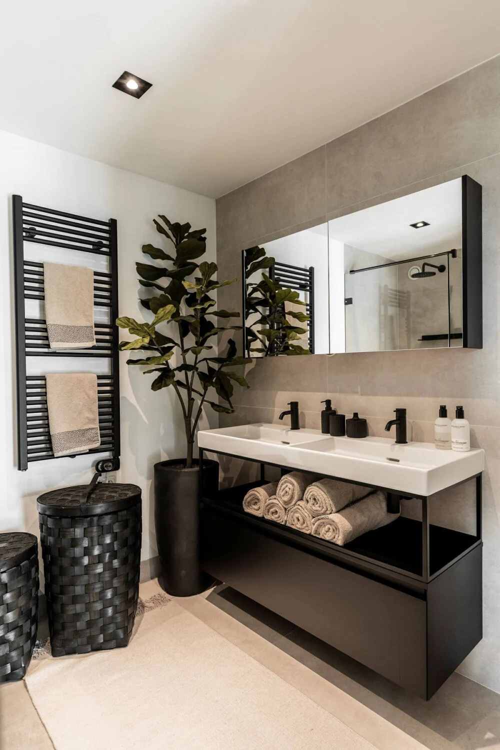 A Stylish Monochrome Penthouse in a Former Prison Building 22 bathroom-black-fittings-penthouse-netherlands-nordroom
