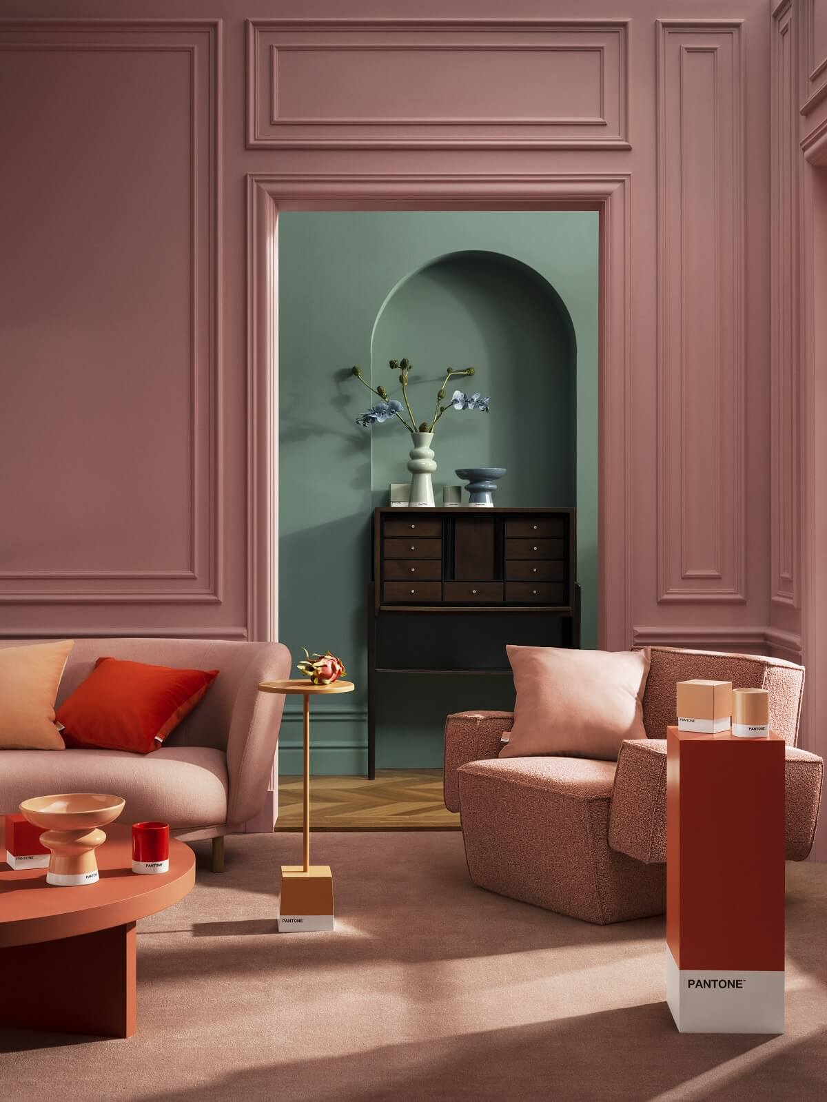 H&M-Home-Pantone-The-Power-of-Color-pink-living-room-green-hallway-nordroom
