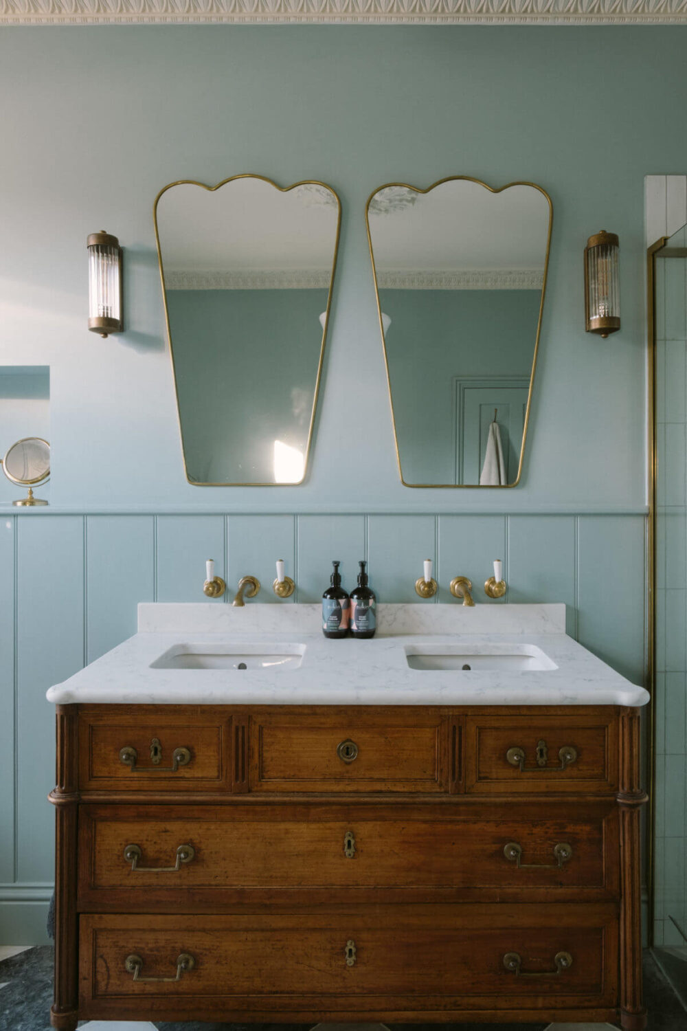 A Deep Red Kitchen in a Victorian Home in London 26 antique-bathroom-vanity-double-sink-nordroom