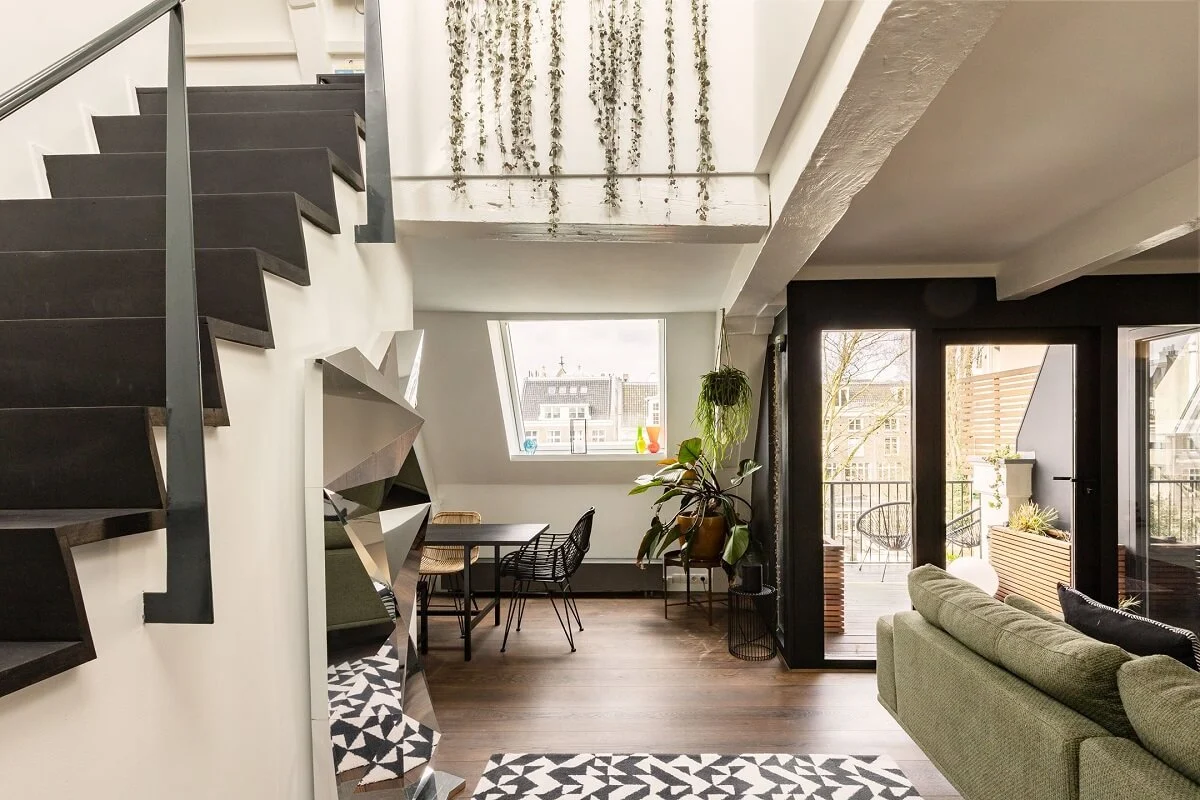 An Amsterdam Penthouse with Green Color Accents 1 penthouse-apartment-amsterdam-living-space-nordroom