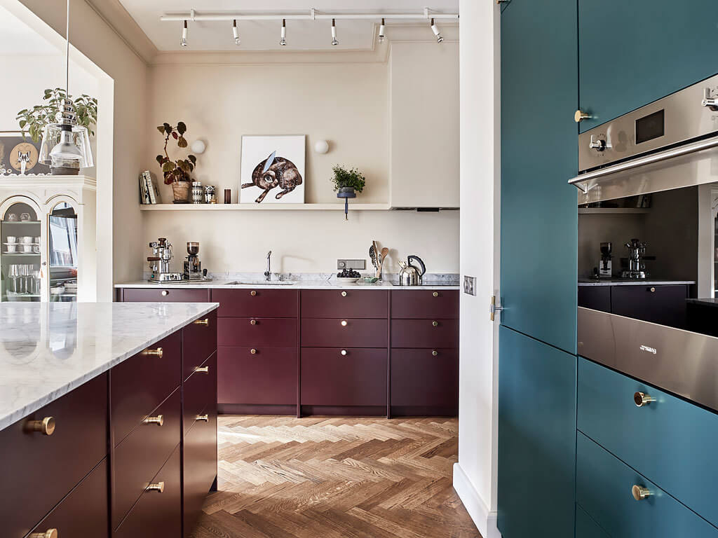 57 Stylish Two-Tone Kitchen Cabinet Ideas 26 two-tone-cabinets-pink-blue-nordroom
