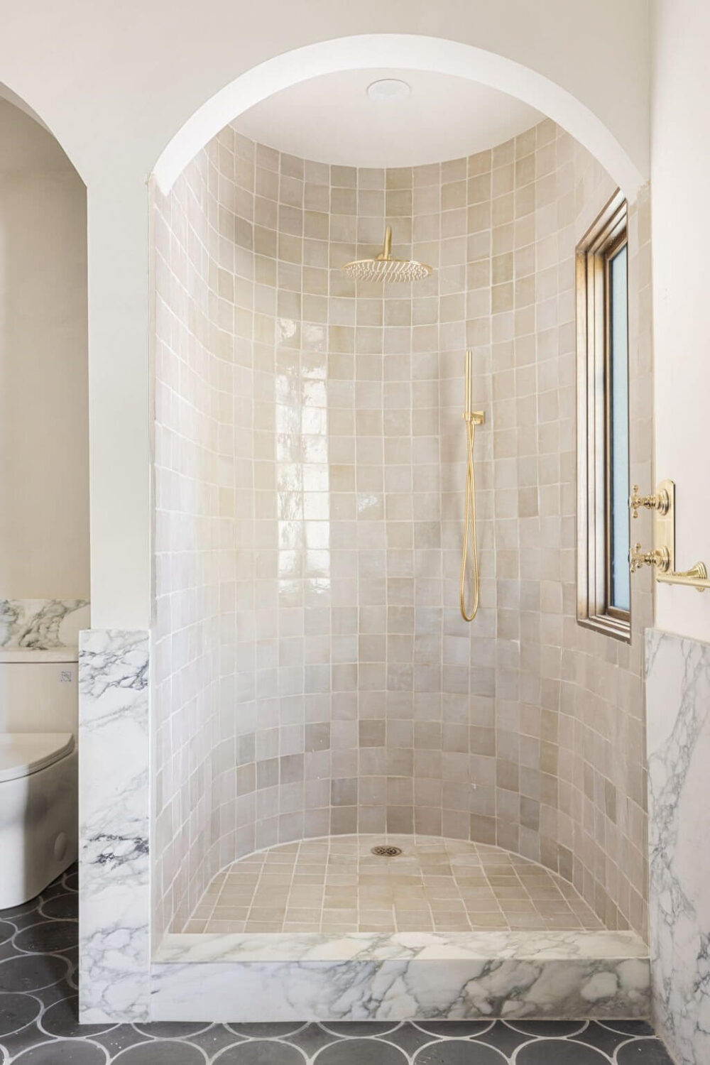 A Beautiful Serene Home in Encino Hills 21 round-shower-arched-entry-nordroom
