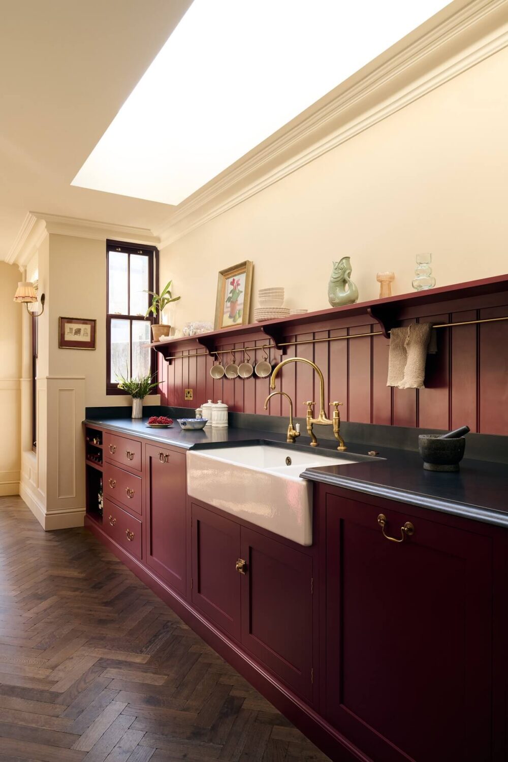 A Warm Refectory Red deVOL Kitchen 6 devol-real-shaker-kitchen-refectory-red-cabinets-tongue-and-groove-backsplash-skylight-nordroom
