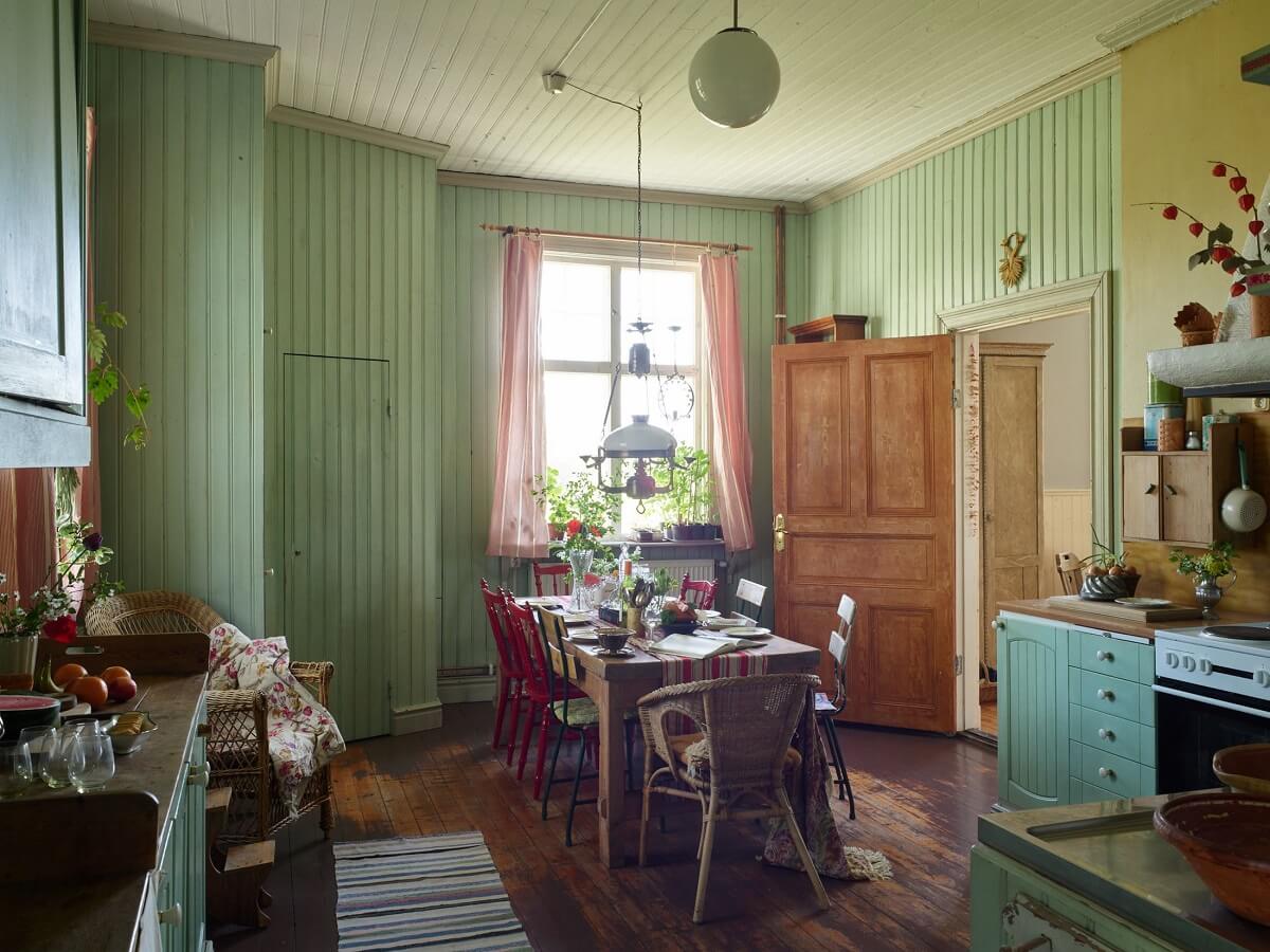 A Vintage Colorful Family Home in the Swedish Countryside 9 green-vintage-kitchen-colorful-family-home-sweden-nordroom