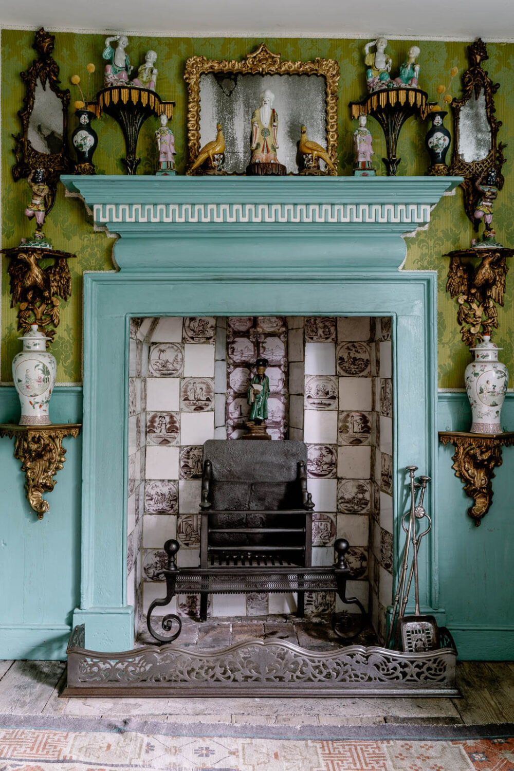 A Unique Historic House Near the English Coast 3 fireplace-detail-pale-blue-mantel-antique-decor-nordroom